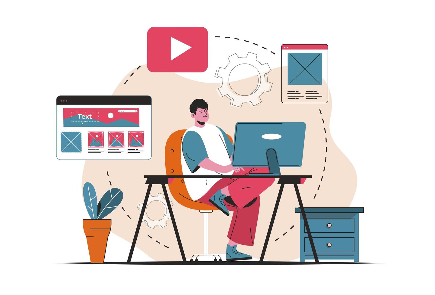 content-manager-concept-isolated-creation-of-content-for-filling-site-layout-people-scene-in-flat-cartoon-design-illustration-for-blogging-website-mobile-app-promotional-materials-vector